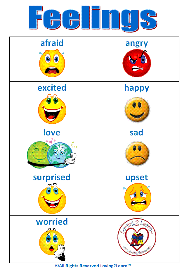 Learning New Words Feelings & Emotions Words, Word Cards, Chart and